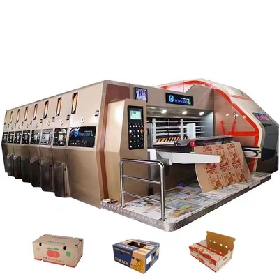 High Speed Four Color Corrugated Carton Box Printing Slotting Die Cutting Machine Untuk pembuatan kotak