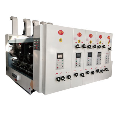 Mesin Kotak Karton Bergelombang Lanjutan Flexo Printing Slotting Die Cutting Produktif tinggi